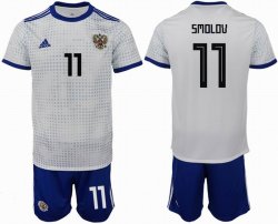 2018 World Cup Russia team #11 SMOLOV whtie blue soccer jersey away