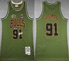 Chicago Bulls #91 Dennis Rodman green Throwback nba basketball jerseys -XD