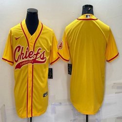 Nike Kansas City Chiefs blank yellow baseball jerseys Joint name-BD