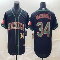 2023 World Cup Mexico #34 Fernando Valenzuela black green majestic baseball jerseys 01