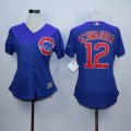 women Chicago Cubs #12 Kyle Schwarber blue majestic baseball jersey