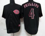 Cincinnati Reds #4 Brandon Phillips Black Fashion MLB Jerseys