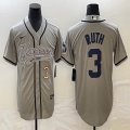 Nike New York Yankees #3 Babe Ruth gray majestic baseball Jersey Joint name