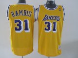 Los Angeles Lakers 31 RAMBIS yellow throwback cheap jerseys