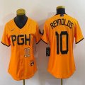 Women Nike Pittsburgh Pirates #10 Bryan Reynolds gold majestic baseball jerseys city version 02