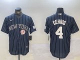 Nike New York Yankees #4 Lou Gehrig dark blue mlb jersey Joint Name 01