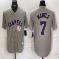 Nike New York Yankees #7 Mickey Mantle gray majestic baseball Jersey-BD 01