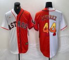 Nike Houston Astros #44 Yordan Alvarez orange and white splits majestic baseball jerseys