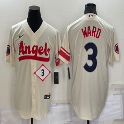 Nike Los Angeles Angels #3 Taylor Ward beige majestic baseball Jersey 01