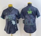 Women Nike Tampa Bay Rays #22 Jose Siri black majestic baseball jersey city version 04