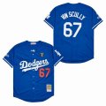 Los Angeles Dodgers #67 Honor Vin Scully blue Throwback baseball Jerseys-SG