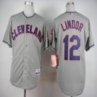 Cleveland Indians #12 Francisco Lindor gray baseball jersey