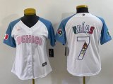 Women 2023 World Cup Mexico #7 Julio Urias white skyblue majestic baseball jerseys