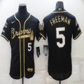 Nike Atlanta Braves #5 Freddie Freeman black gold 2021 MLB World Series Flexbase Authentic Collection Jersey-BD