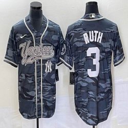 Nike New York Yankees #3 Babe Ruth gray camo majestic baseball Jersey Joint name