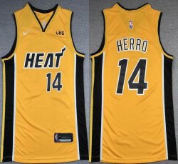 Nike Miami Heat #14 Tyler Herro yellow nba basketball jerseys-XD