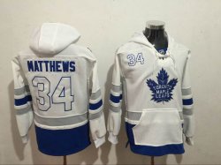 2017 Auston Matthews #34 Toronto Maple Leafs white blue ice hockey Hooded Sweatshirt