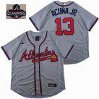 Nike Atlanta Braves #13 Ronald Acuna Jr. Gray Flexbase Authentic Collection Jersey