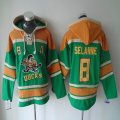 Anaheim Ducks #8 Teemu Selanne green yellow NHL hooded sweatshirt