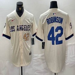 Nike Los Angeles Dodgers #42 Jackie Robinson beige fashion MLB baseball Jersey 01