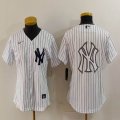 Women Nike Yankees blank white MLB baseball Jersey -BD 12