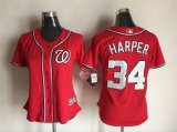 women Washington Nationals #34 Bryce Harper red Majestic baseball Jerseys