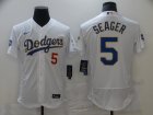 Custom Dodgers #5 Corey Seager Nike white Dodger World Series Champions Flexbase Authentic Collection Jersey