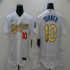 Dodgers #10 Justin Turner Nike white gold Flexbase Authentic Collection Jersey