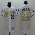 2016 Kansas City Royals #25 Morales Majestic White World Series Champions Gold Program Cool Base