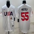 2023 world cup #55 Ryan pressly white usa majestic baseball jerseys 06