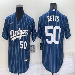 Nike Los Angeles Dodgers #50 Mookie Betts blue throwback majestic baseball Jersey-BD 01