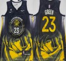 Nike Golden State Warriors #23 Draymond-Green black yellow nba basketball jersey-XD