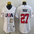 Women 2023 World Cup #27 Trout white USA majestic baseball jerseys