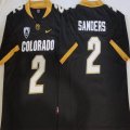 Colorado Buffaloes #2 Shedeur Sanders black With PAC-12 Patch Football Jersey 01