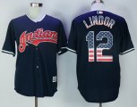 Cleveland Indians #12 Francisco Lindor dark Blue Stitched baseball jersey