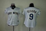 Women Milwaukee Brewers SEGURA 9 white stripe MLB Jerseys