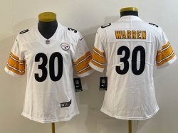 Women Nike Steelers #30 Jaylen Warren white Color Rush Limited Jersey-BD