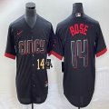 Nike Cincinnati Reds #14 Pete Rose black majestic baseball jerseys Joint name-BD 02