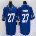 Nike Seahawks #27 Russell Wilson blue throwback Color Rush Limited Jersey-BD