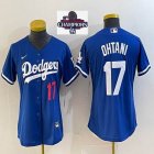 Women 2024 World Series Champions patch Los Angeles Dodgers #17 Shohei Ohtani Nike blue majestic baseball Jersey