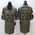 Nike Detroit Lions #20 B.Sanders Green 2021 Salute to Service Limited Jersey