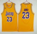 Nike Los Angeles Lakers #23 LeBron James yellow basketball jersey-LD