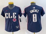 Youth Nike Cleveland Indians #0 Andres Gimenez blue majestic baseball jersey -BD 07