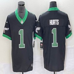 Nike Eagles #1 Jalen Hurts black throwback Color Rush Limited Jersey -BD