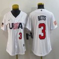 Youth 2023 World Cup #3 Mookie Betts white USA majestic baseball jerseys 05