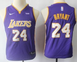 Youth Nike Los Angeles Lakers #24 Kobe Bryant Purple basketball jerseys-S8