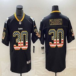 Nike Steelers #30 Warren black USA flag NFL Jersey