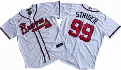 Men\'s Atlanta Braves 99# Spencer Strider Nike White Home Replica Player Name Jersey