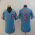 Youth Philadelphia Phillies #3 Bryce Harper blue throwback baseball jersey-BD