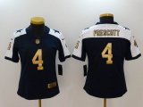 Women Nike Dallas Cowboys #4 Dak Prescott blue white gold Color Rush Limited Jersey